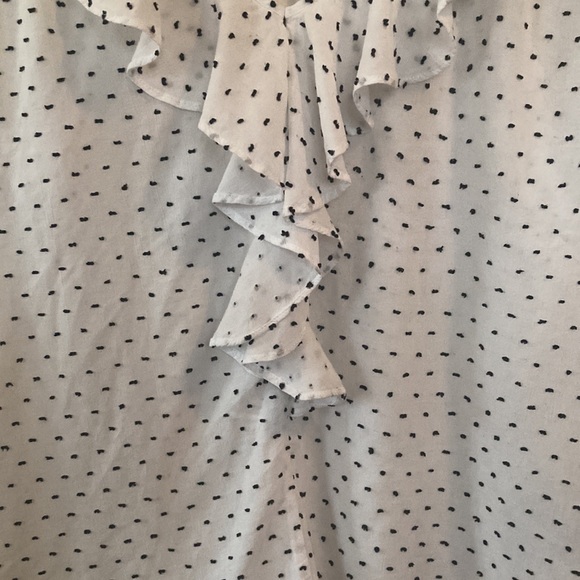 ❤️🔥5/20$ GAP💫 Women’s White/Black Swiss Polka Dot Ruffle V-Neck Blouse - Picture 7 of 11